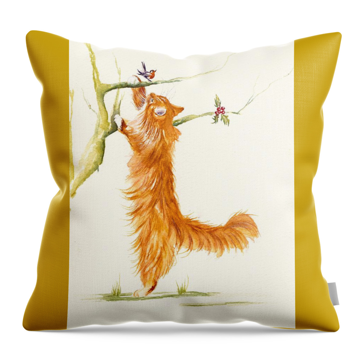 Cats Throw Pillow featuring the painting Personal Trainer by Debra Hall