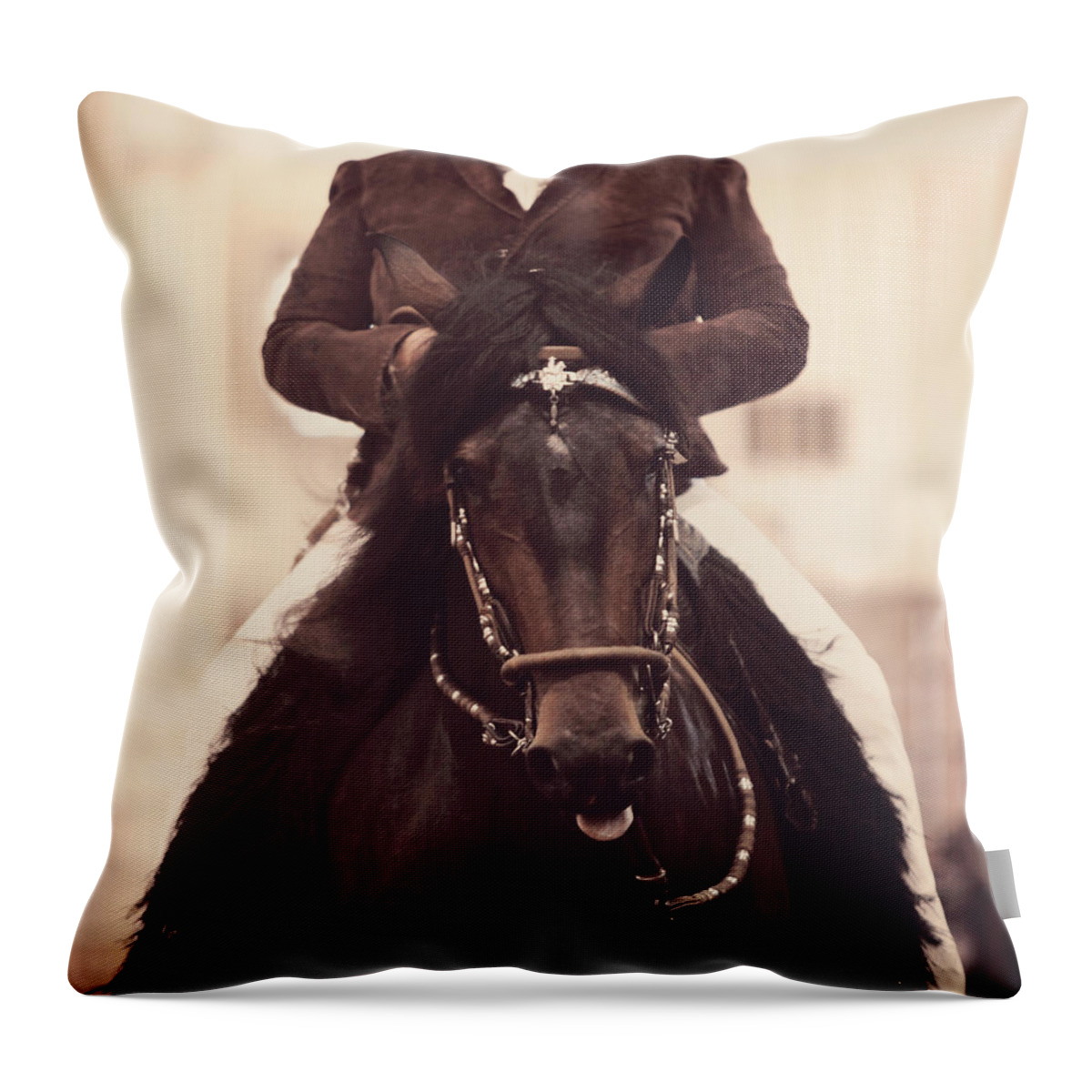 Horse Throw Pillow featuring the photograph Peruvian Horse Rider by Toni Hopper