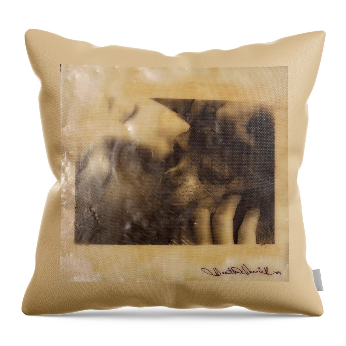  Throw Pillow featuring the photograph Pet Therapy Encaustic by Heather Hennick