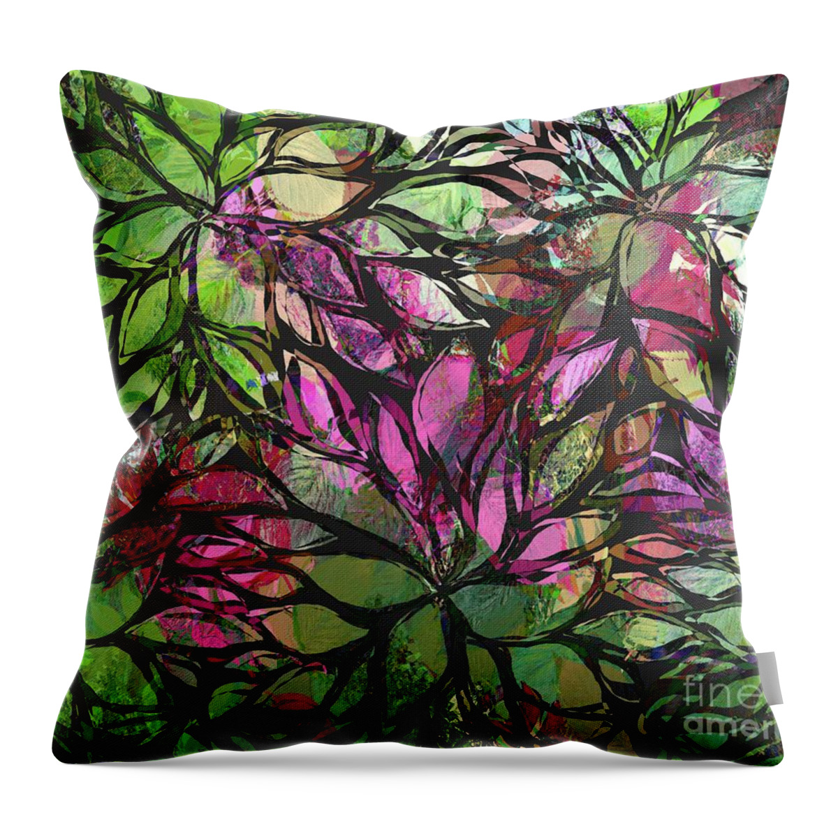 Floral Throw Pillow featuring the digital art Petales - 44ah11 by Variance Collections