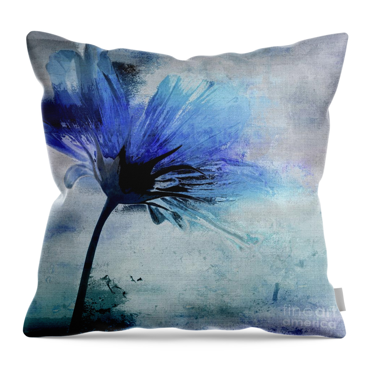 ''blue Flower'' Throw Pillow featuring the digital art Petalia - 07jlc30b by Variance Collections