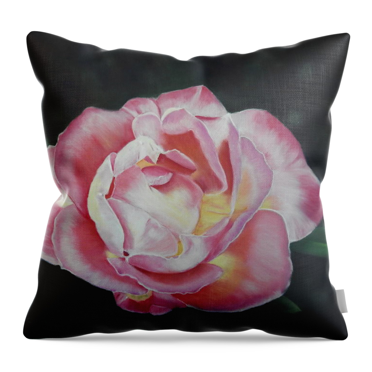 Flower Throw Pillow featuring the pastel Petals Of Love by Carol Corliss