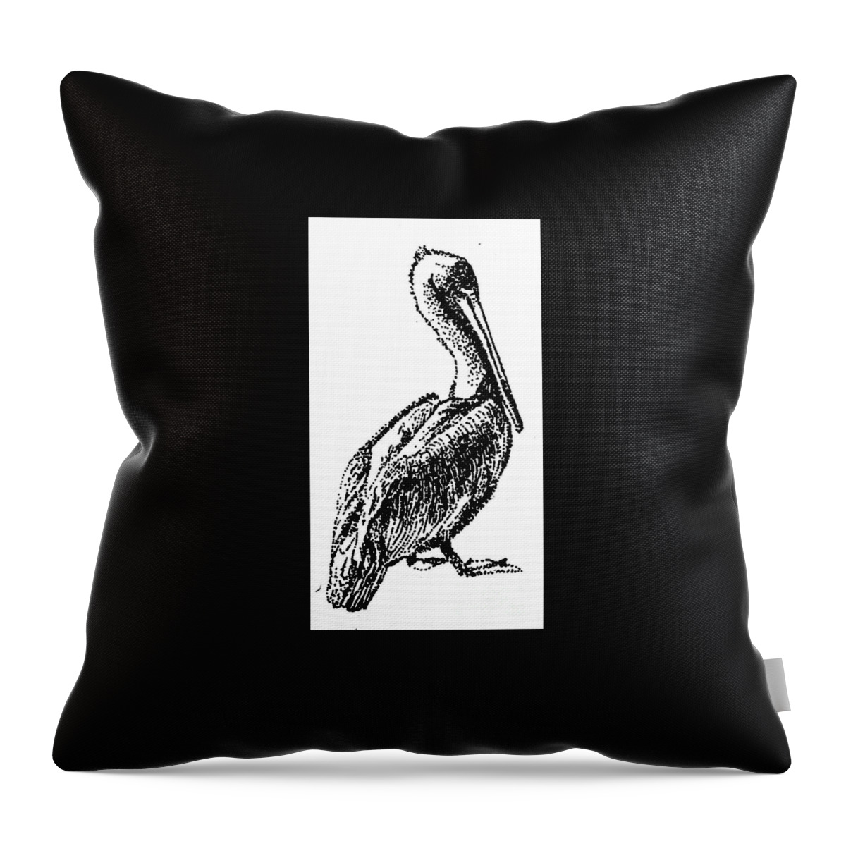 Pelican Throw Pillow featuring the digital art Pete The Pelican by Shelley Myers
