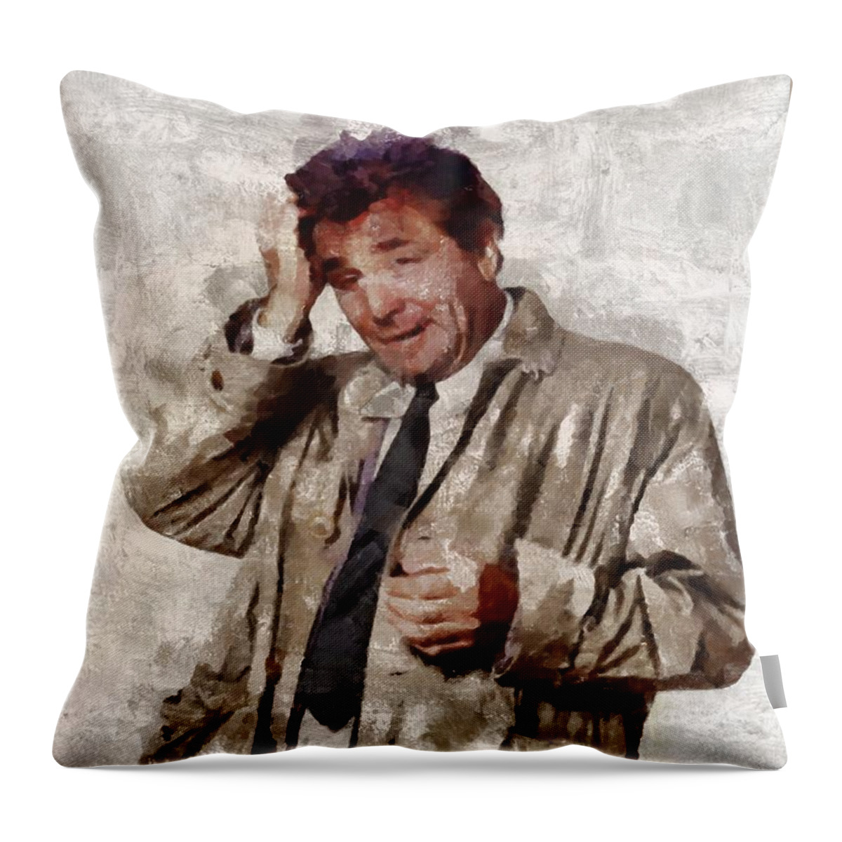 Peter Throw Pillow featuring the painting Peter Falk, Columbo by Esoterica Art Agency