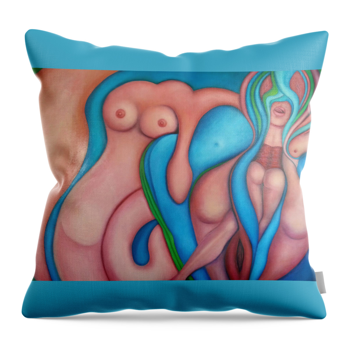 Surreal Throw Pillow featuring the painting Pete's Fantasy by Lynn Buettner