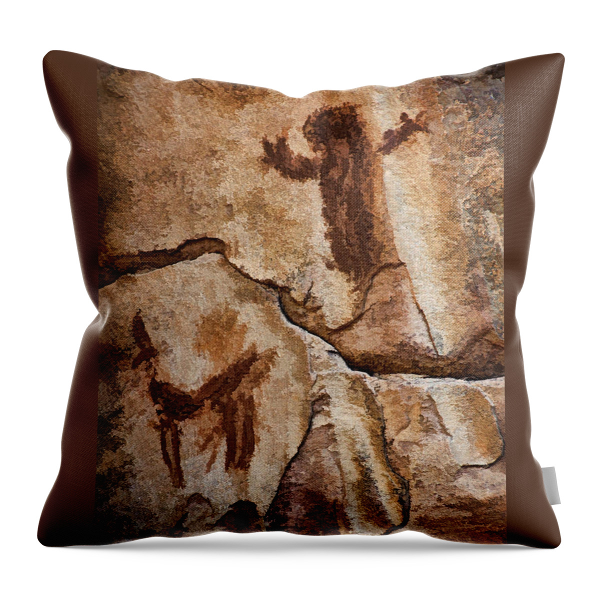 Honanki Throw Pillow featuring the photograph Honanki Pictograph1 Pnt by Theo O'Connor