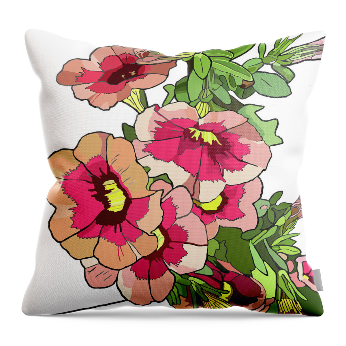 Petunia Throw Pillow featuring the painting Petunias by Jamie Downs