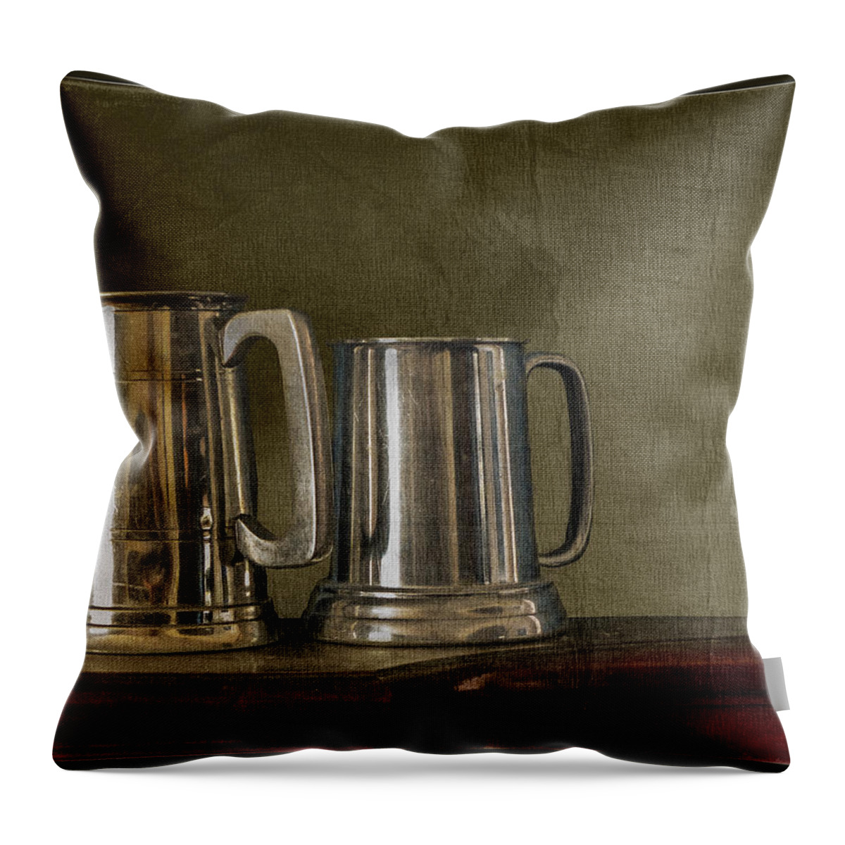 Still Life Throw Pillow featuring the photograph Pewter Tones by John Anderson