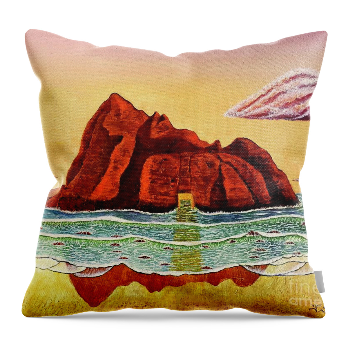 Pfeiffer Beach Throw Pillow featuring the painting Pfeiffer Beach Big Sur by Joseph J Stevens