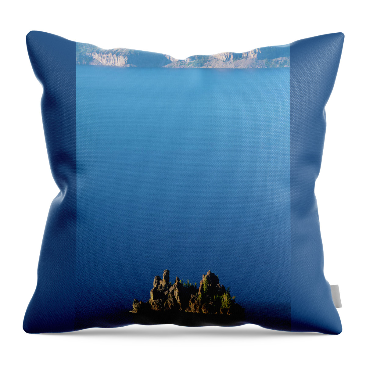 Oregon Throw Pillow featuring the photograph Phantom Ship Island Crater Lake National Park Oregon 2 by Lawrence S Richardson Jr