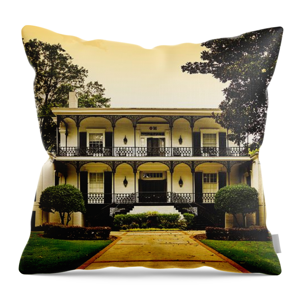Landscape Throw Pillow featuring the photograph Phi Mu Sorority House - University Of Georgia by Mountain Dreams