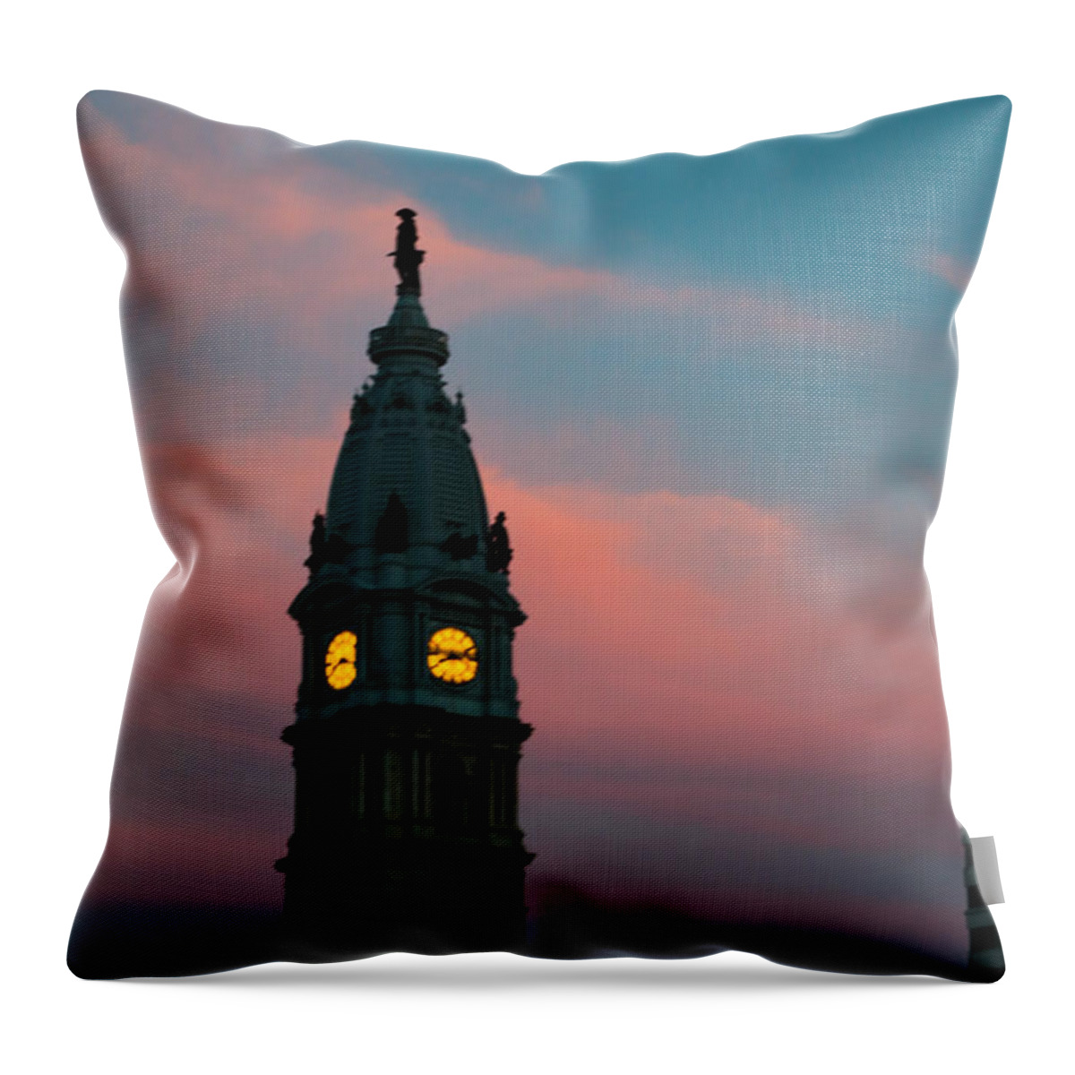 Philadelphia Throw Pillow featuring the photograph Philadephia City Hall at Night by Thomas Marchessault