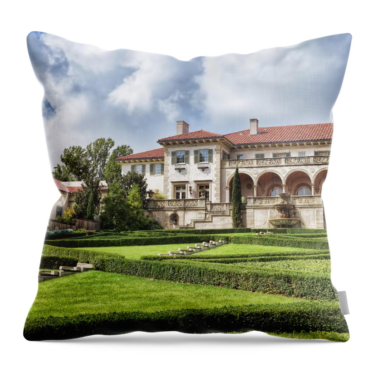 Philbrook Throw Pillow featuring the photograph Philbrook Museum Tulsa Oklahoma photograph by Ann Powell