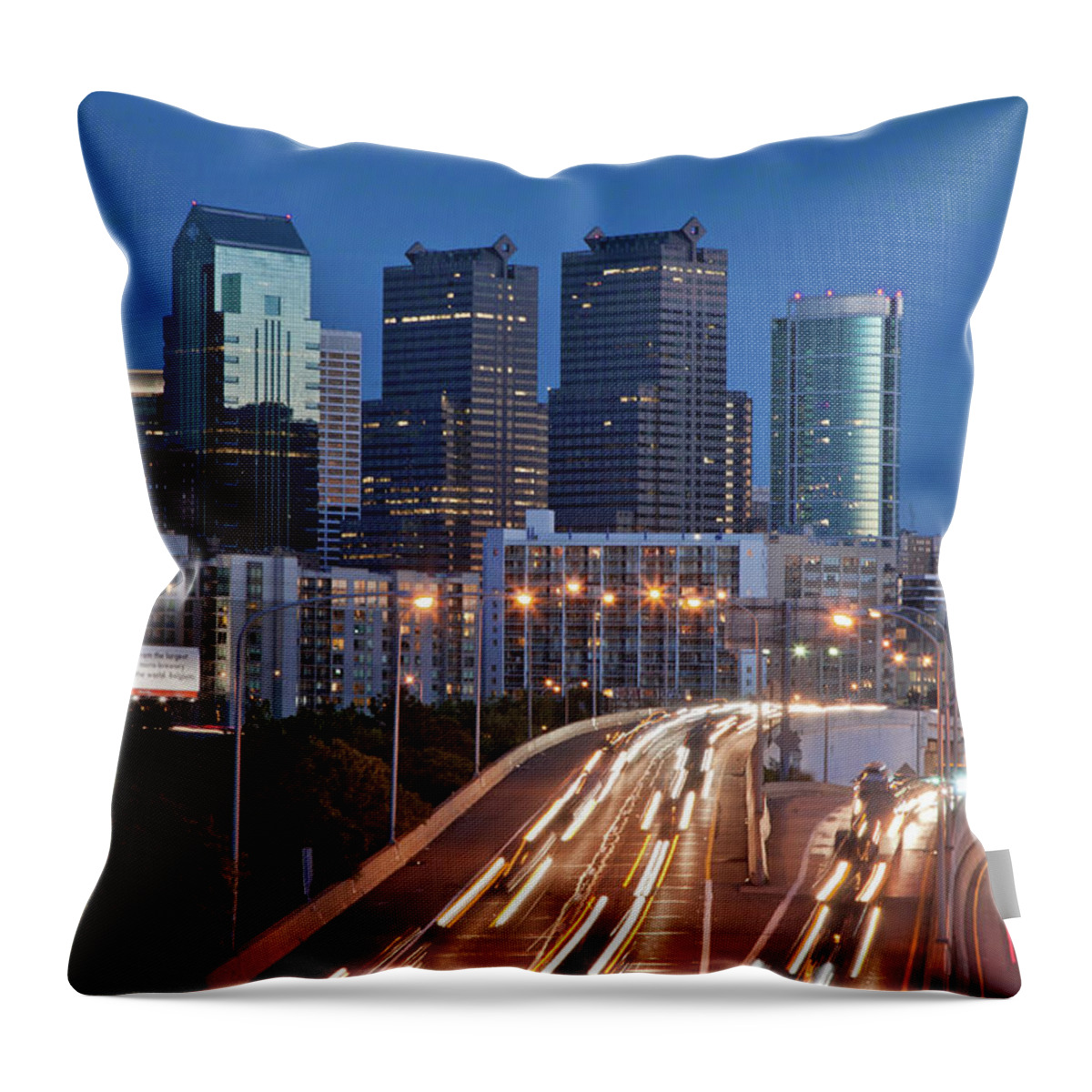 Highway Throw Pillow featuring the photograph Philly Skyline with Highways by Matthew Bamberg