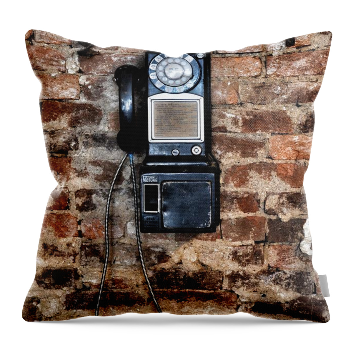 Phone Throw Pillow featuring the photograph Pay Phone by Joseph Caban