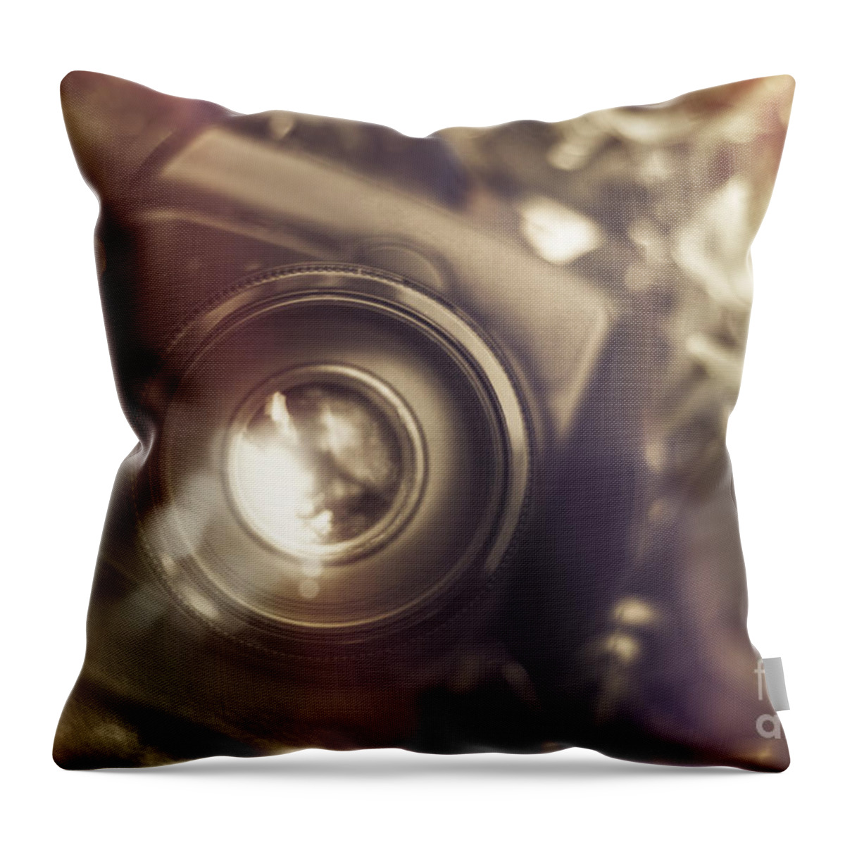 Lens Throw Pillow featuring the photograph Photographic lens reflections by Jorgo Photography