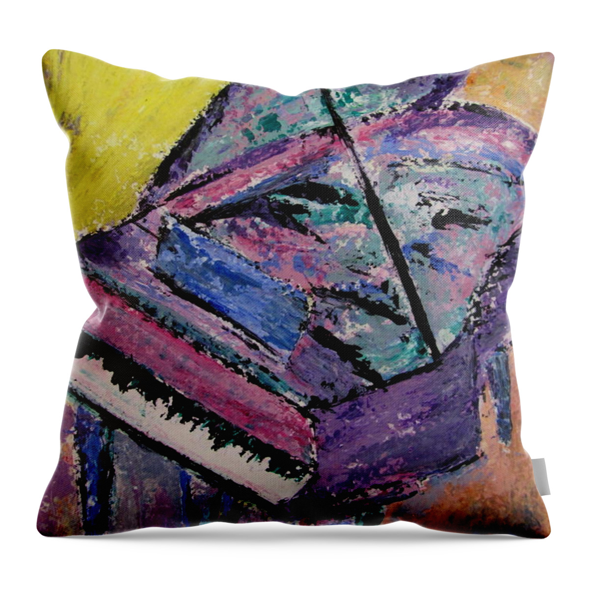 Piano Throw Pillow featuring the painting Piano Pink by Anita Burgermeister