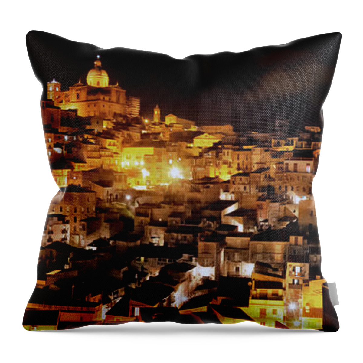  Throw Pillow featuring the photograph Piazza Armerina at Night by Patrick Boening