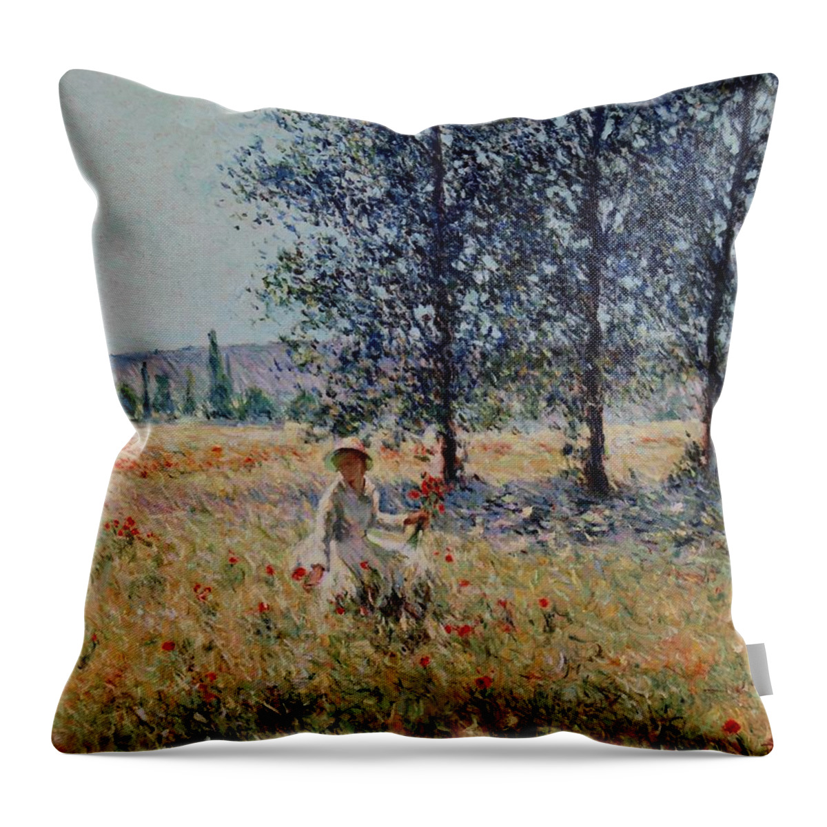 Art Pierre Throw Pillow featuring the painting Picking flowers by Pierre Dijk
