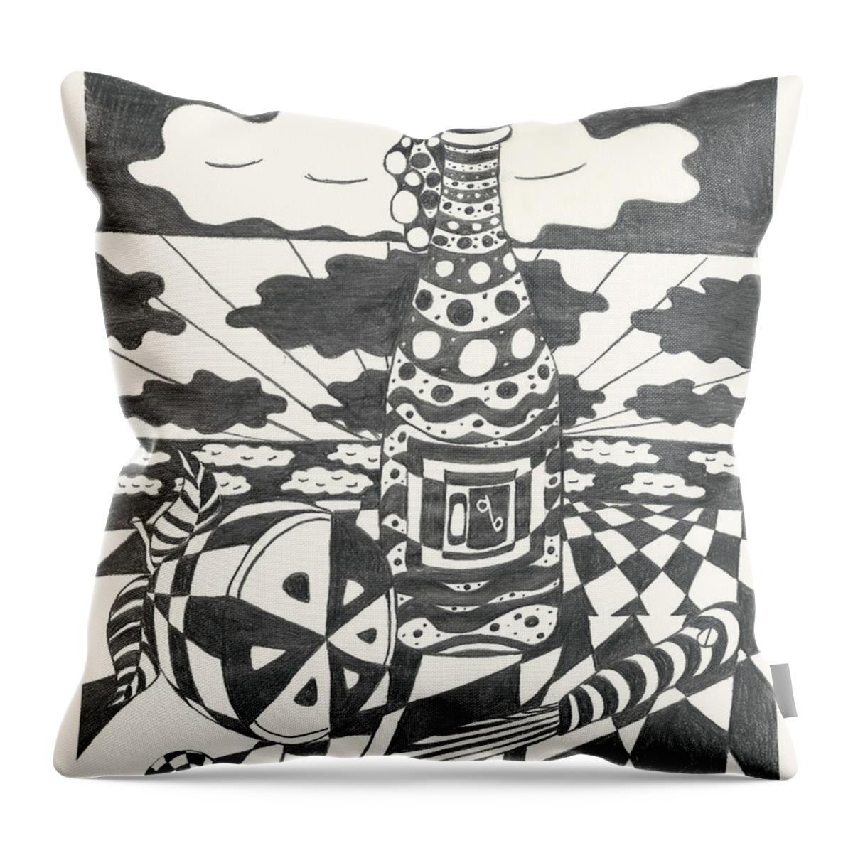 Pattern Throw Pillow featuring the drawing Picnic by Melinda Dare Benfield