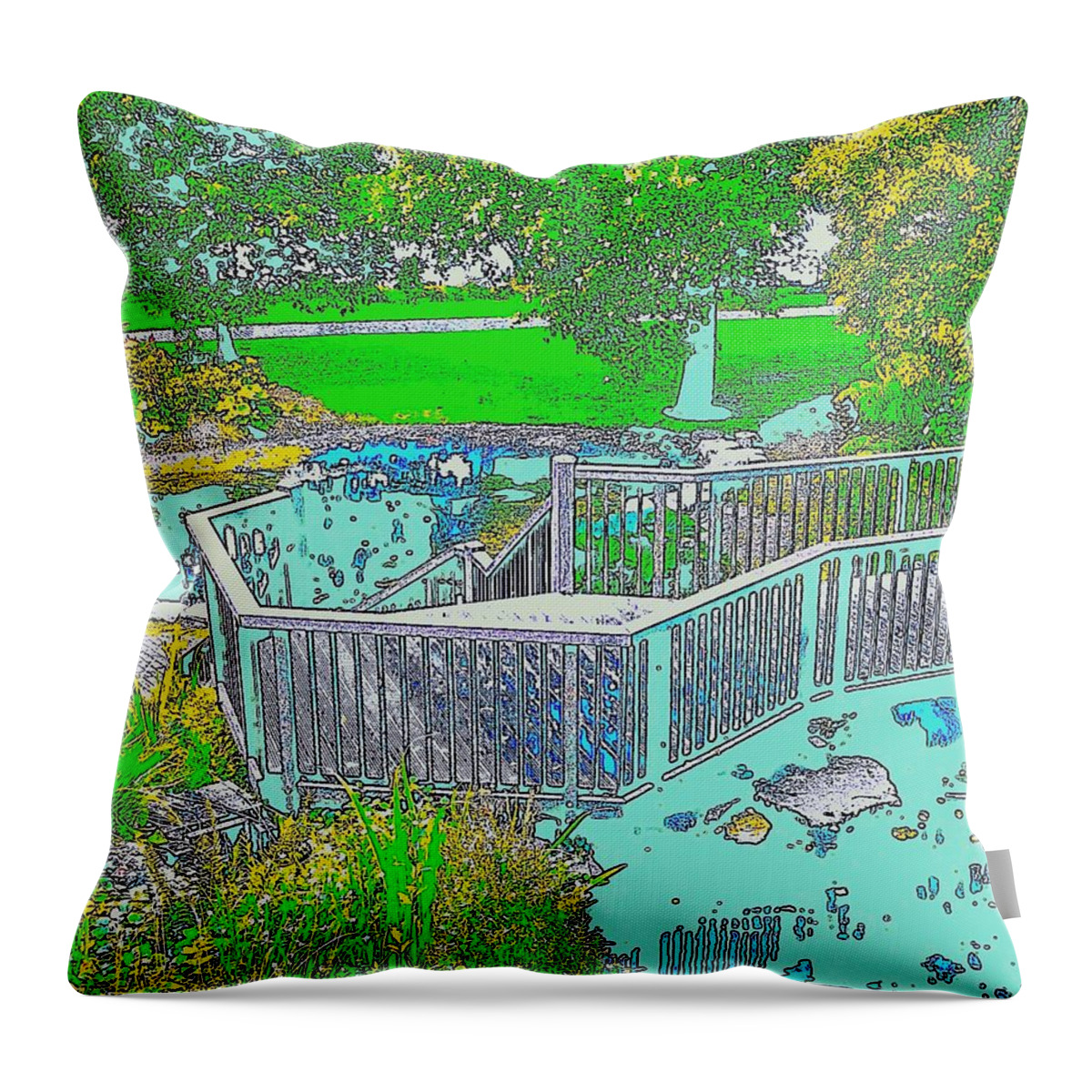 Landscape Throw Pillow featuring the digital art Picnic Time by Lessandra Grimley
