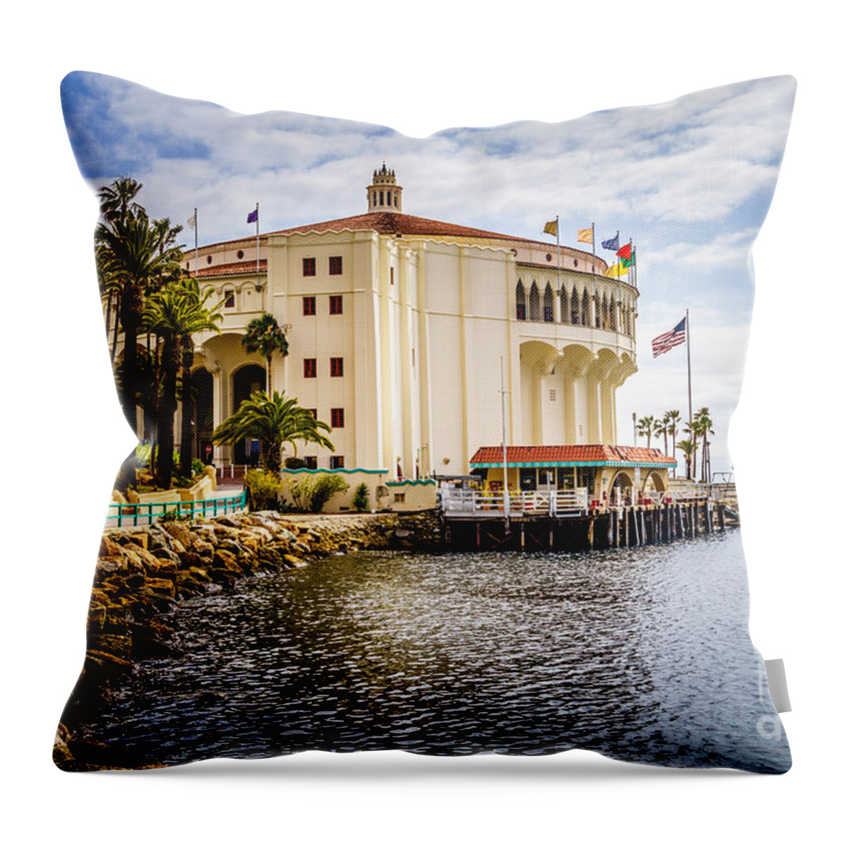 America Throw Pillow featuring the photograph Picture of Avalon Casino on Catalina Island by Paul Velgos