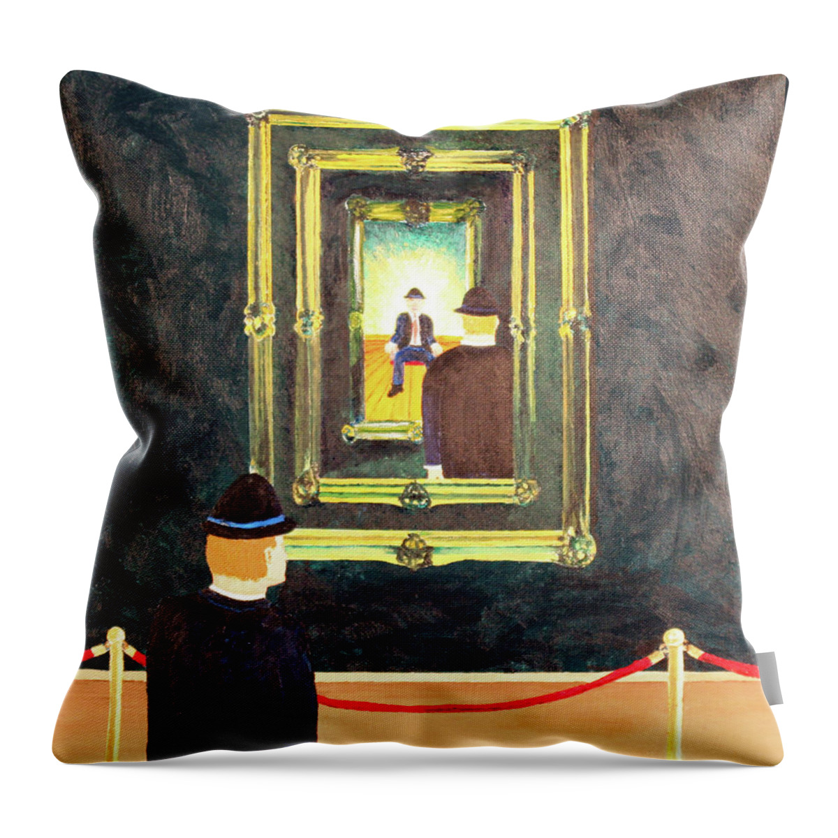 Surrealism Throw Pillow featuring the painting Pictures at an Exhibition by Thomas Blood