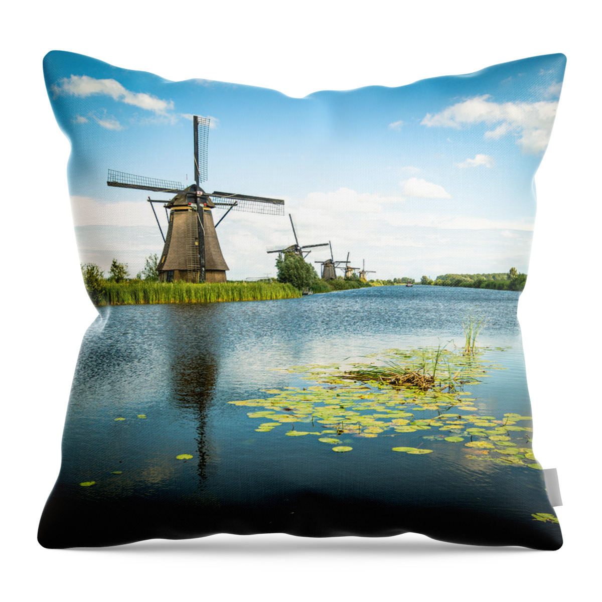 1x1 Throw Pillow featuring the photograph Picturesque Kinderdijk by Hannes Cmarits