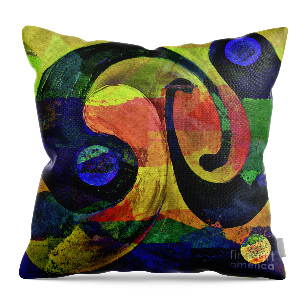 Abstract Throw Pillow featuring the painting Piece by piece by Jolanta Anna Karolska