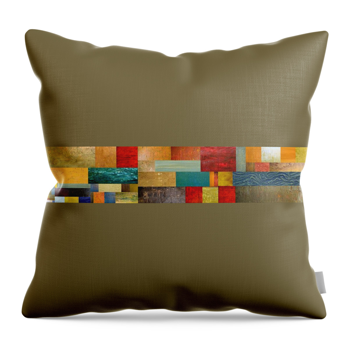 Skinny Throw Pillow featuring the painting Pieces Project V by Michelle Calkins