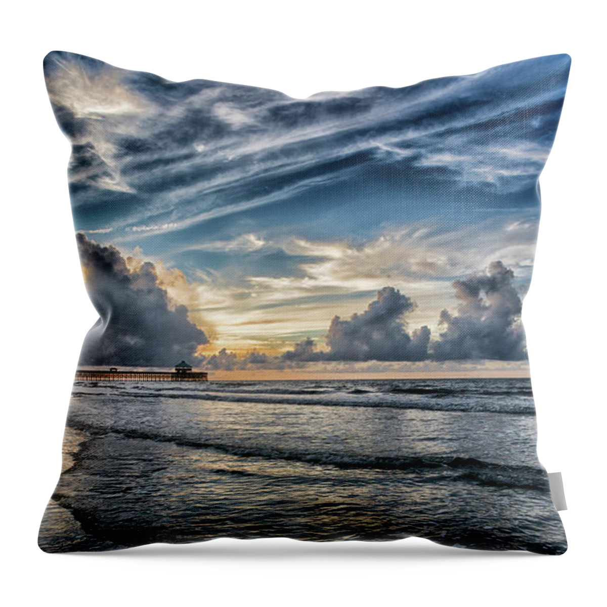 Pier Throw Pillow featuring the photograph Pier at Sunrise by Ray Silva