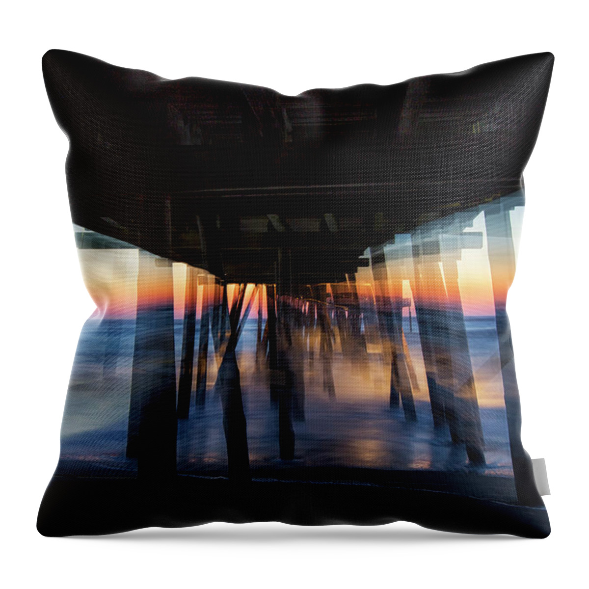 Outer Banks Throw Pillow featuring the photograph Pier Pull by Art Cole