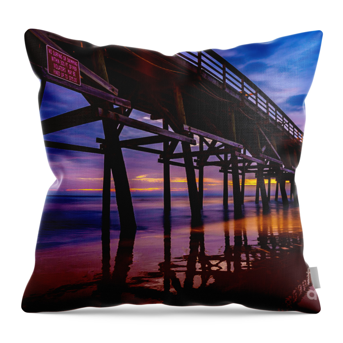 Pier Throw Pillow featuring the photograph Pier Sunrise by David Smith