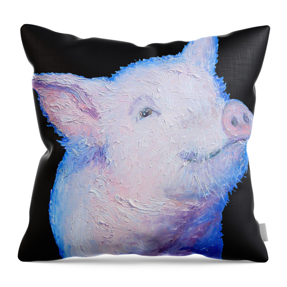 Pig Throw Pillow featuring the painting Pig Painting for the kitchen by Jan Matson