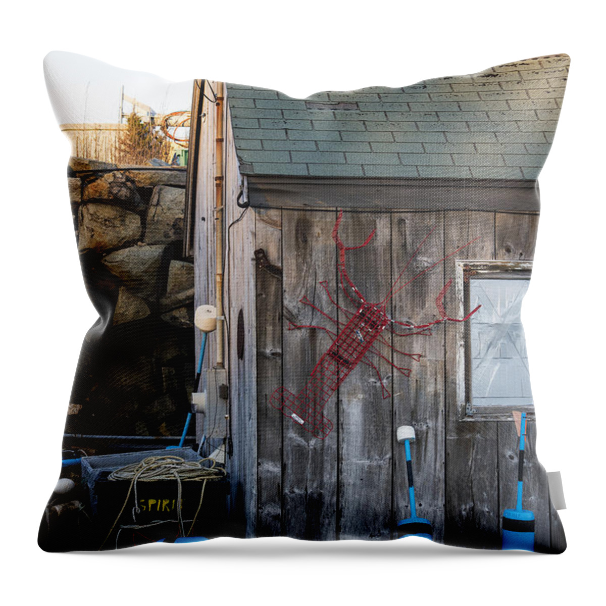 Pigeon Throw Pillow featuring the photograph Pigeon Cove Shack Rockport MA by Toby McGuire
