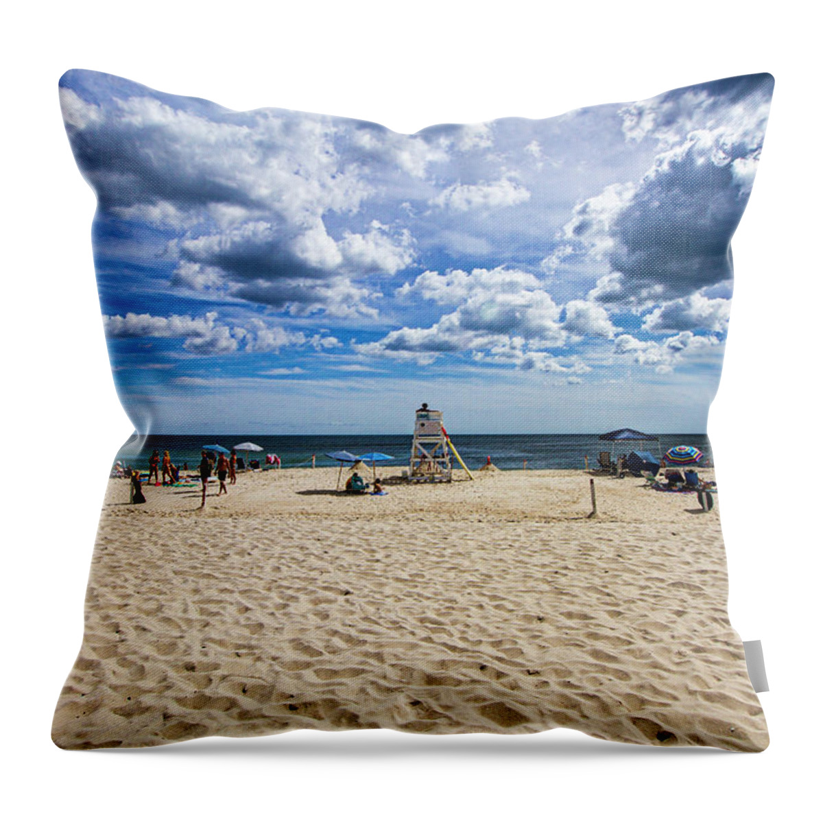 Pike's Throw Pillow featuring the photograph Pike's Beach Typical Summer Day by Robert Seifert
