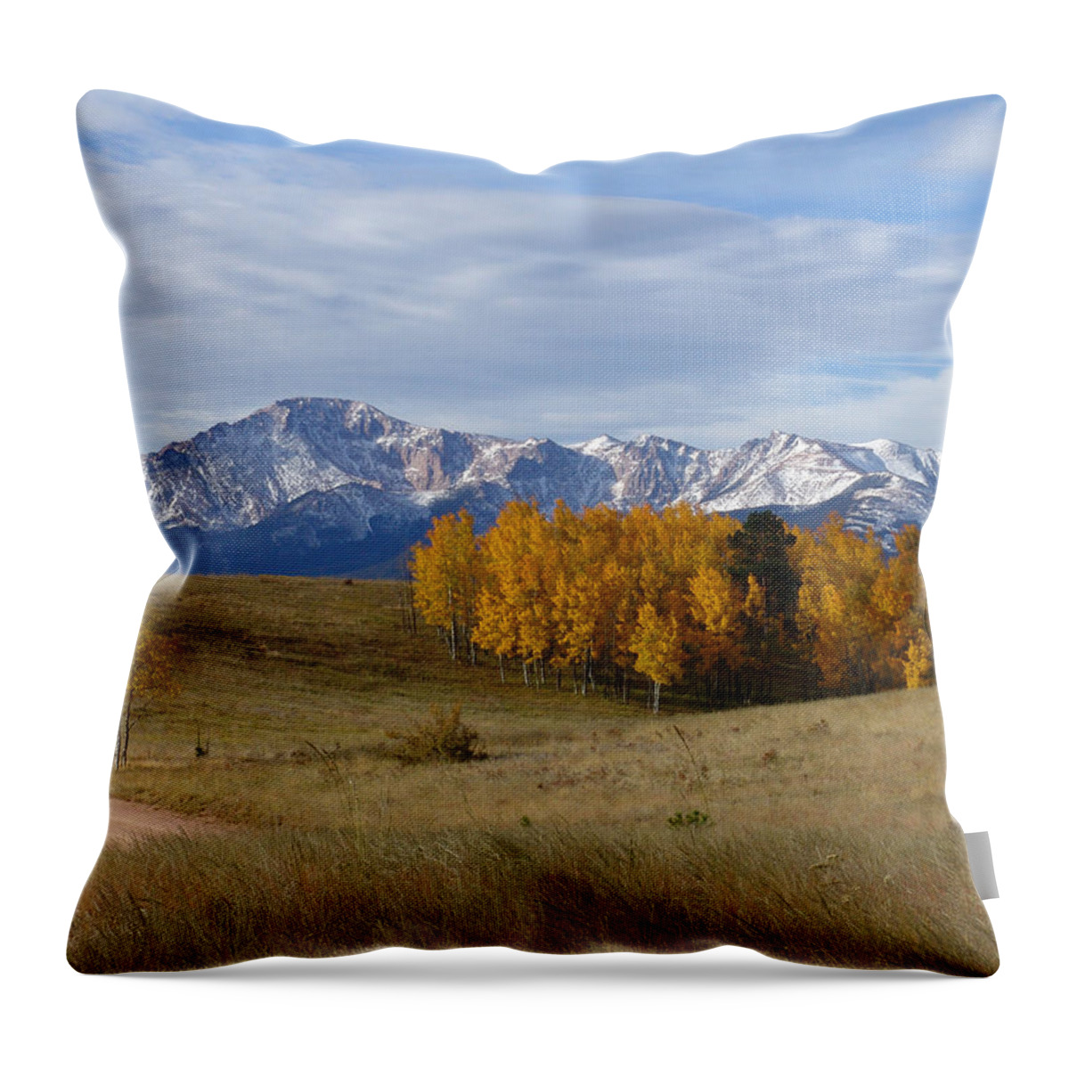 Fall Throw Pillow featuring the photograph Pikes Peak in the Fall by Carol Milisen