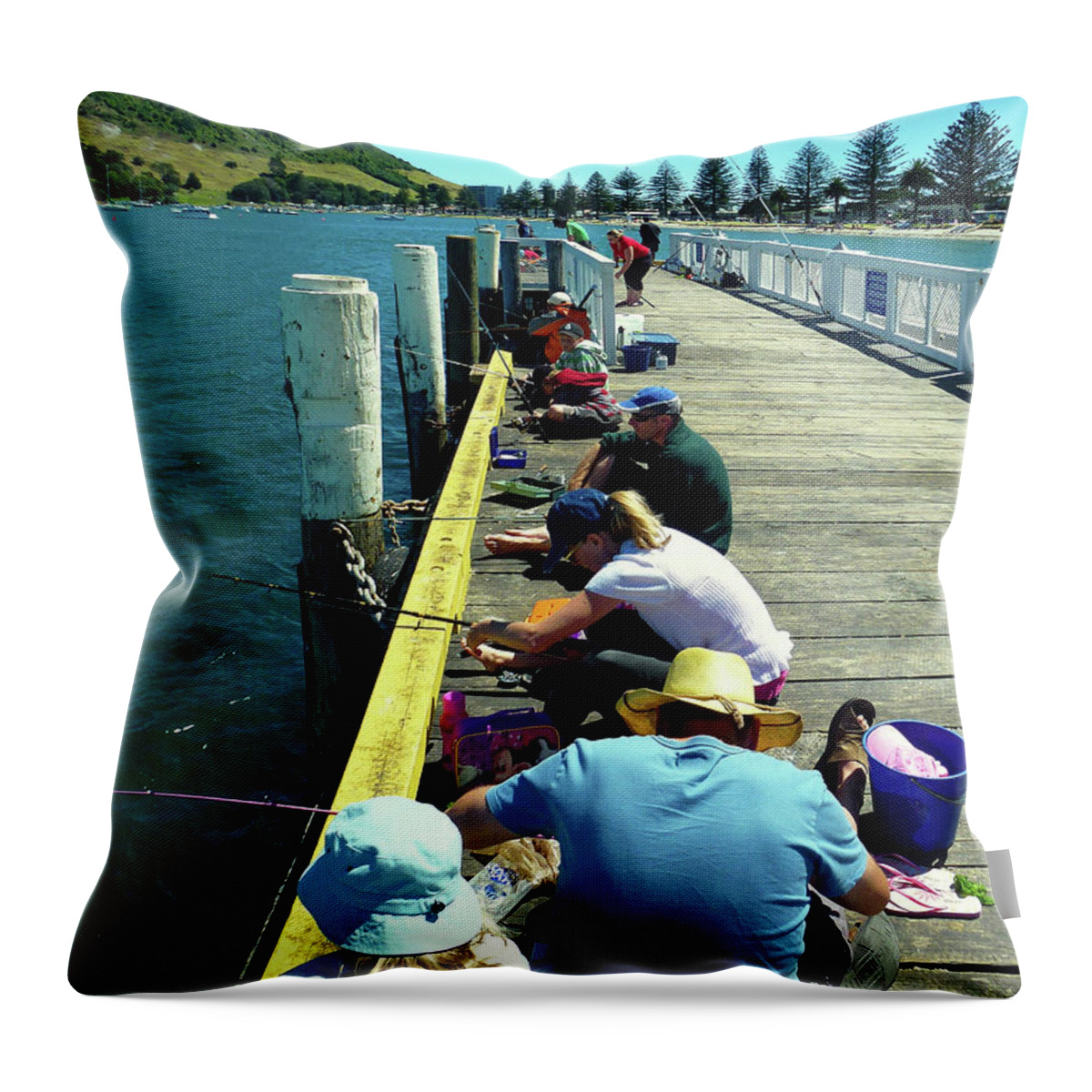 Pilot Bay Throw Pillow featuring the photograph Pilot Bay Beach 6 - Mount Maunganui Tauranga New Zealand by Selena Boron