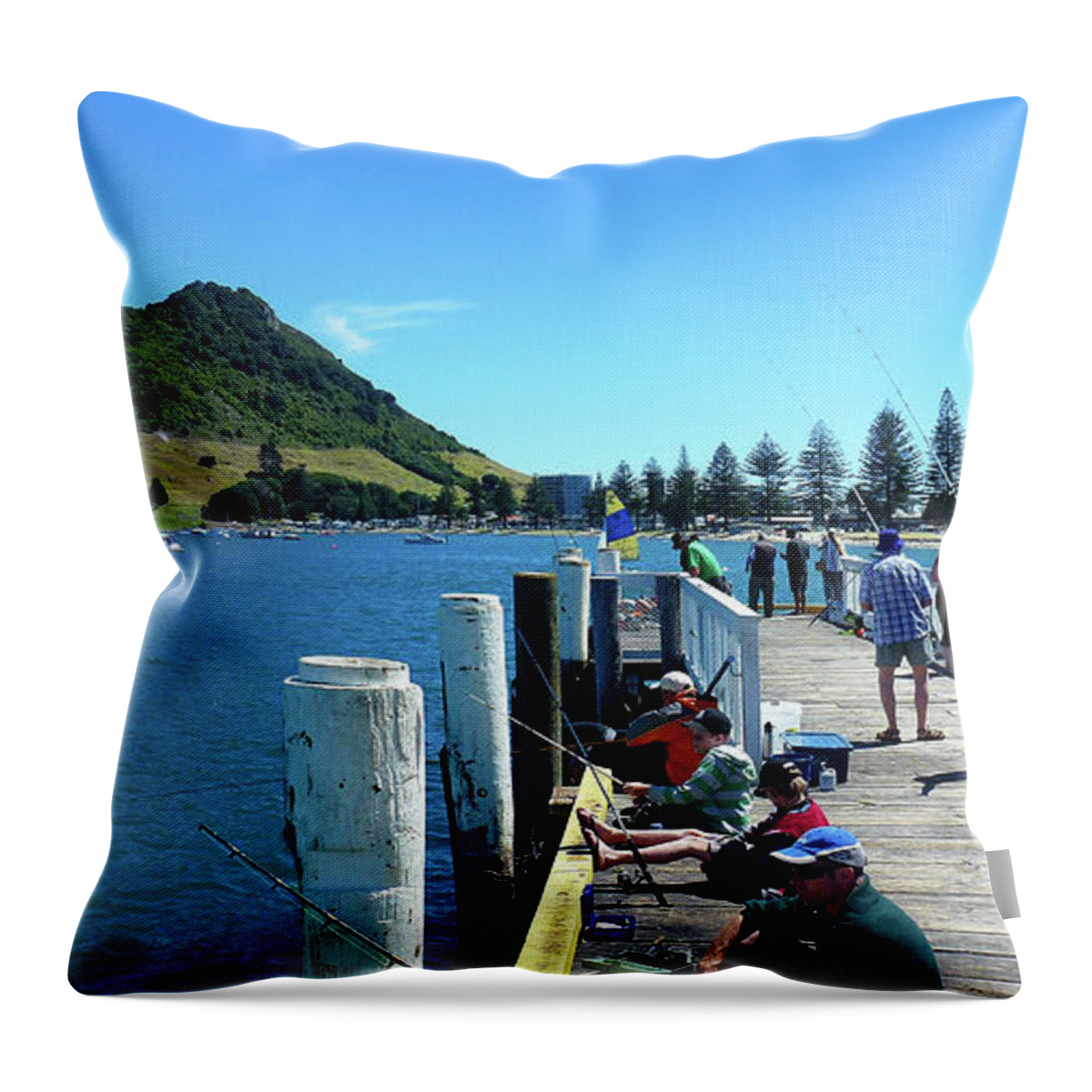 Pilot Bay Throw Pillow featuring the photograph Pilot Bay Beach 8 - Mount Maunganui Tauranga New Zealand by Selena Boron