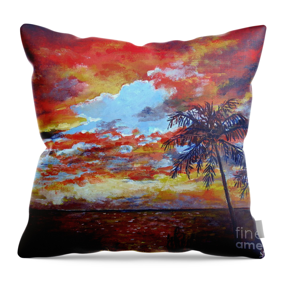 Pine Island Throw Pillow featuring the painting Pine Island Sunset by Lou Ann Bagnall
