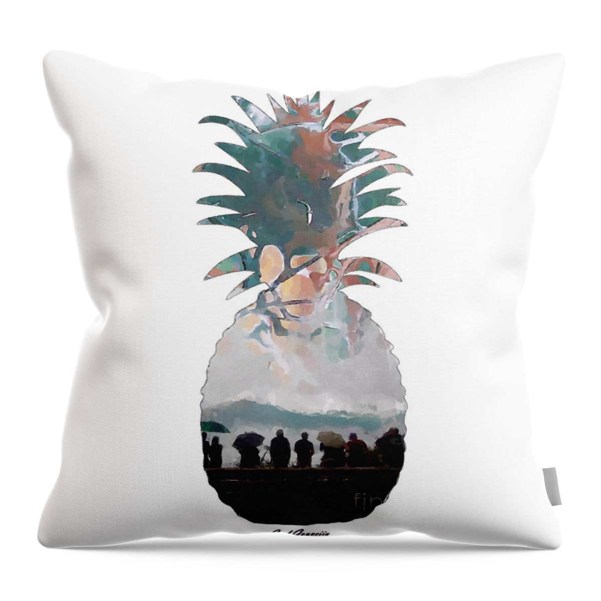 Abstract Art Throw Pillow featuring the painting Pineapple Art by Carl Gouveia