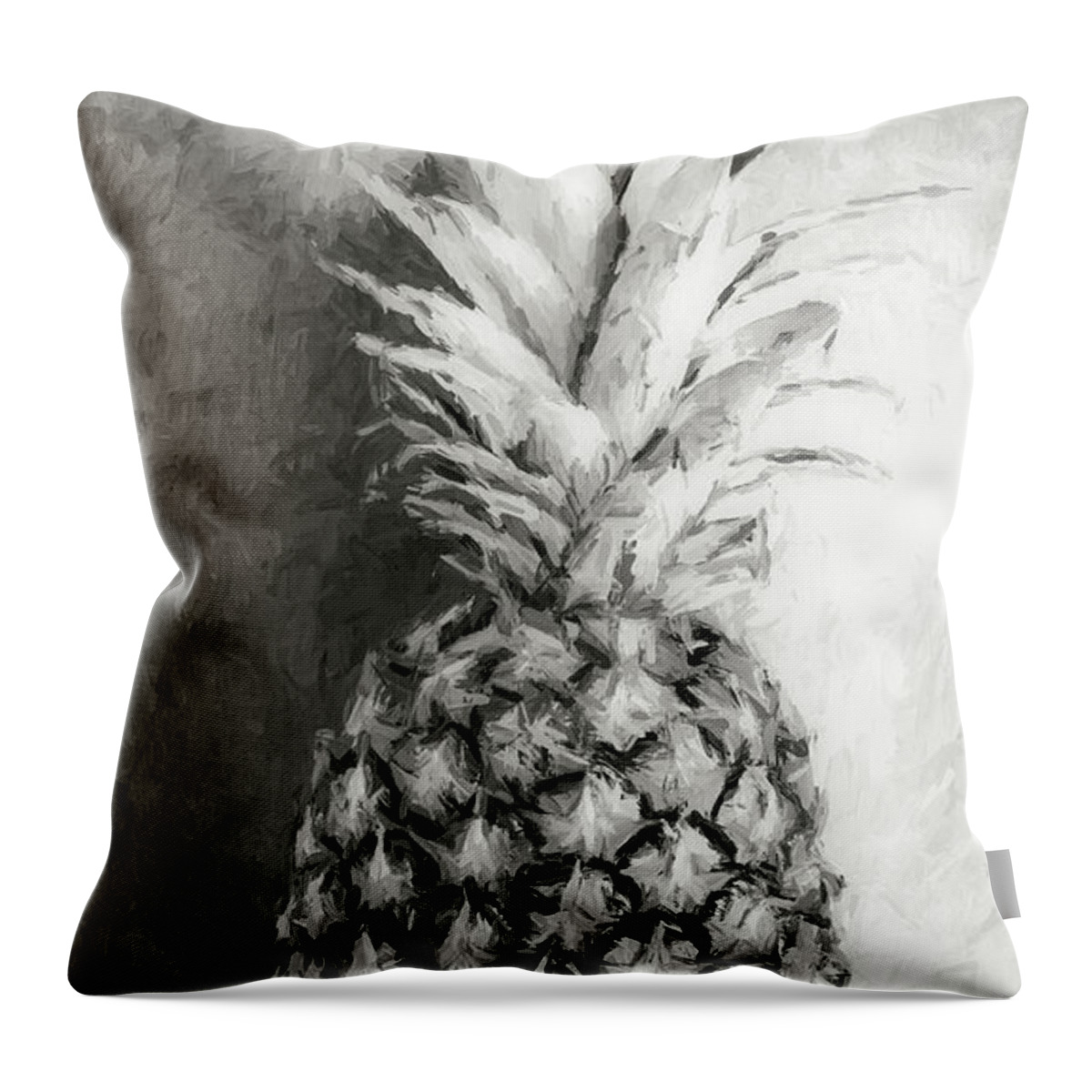Bold Colors Throw Pillow featuring the photograph Pineapple Black and White by Andrea Anderegg