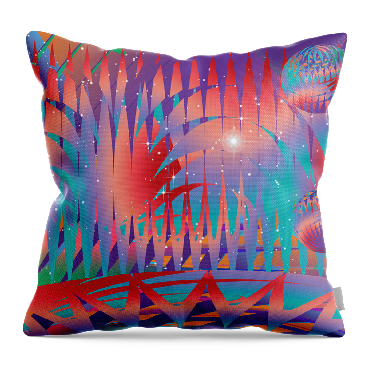 Phil Sadler Throw Pillow featuring the digital art Pineapple In Paradise by Phil Sadler