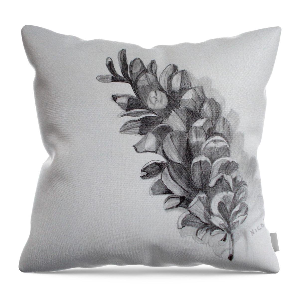 Pinecone Throw Pillow featuring the drawing Pinecone by Nicole Curreri