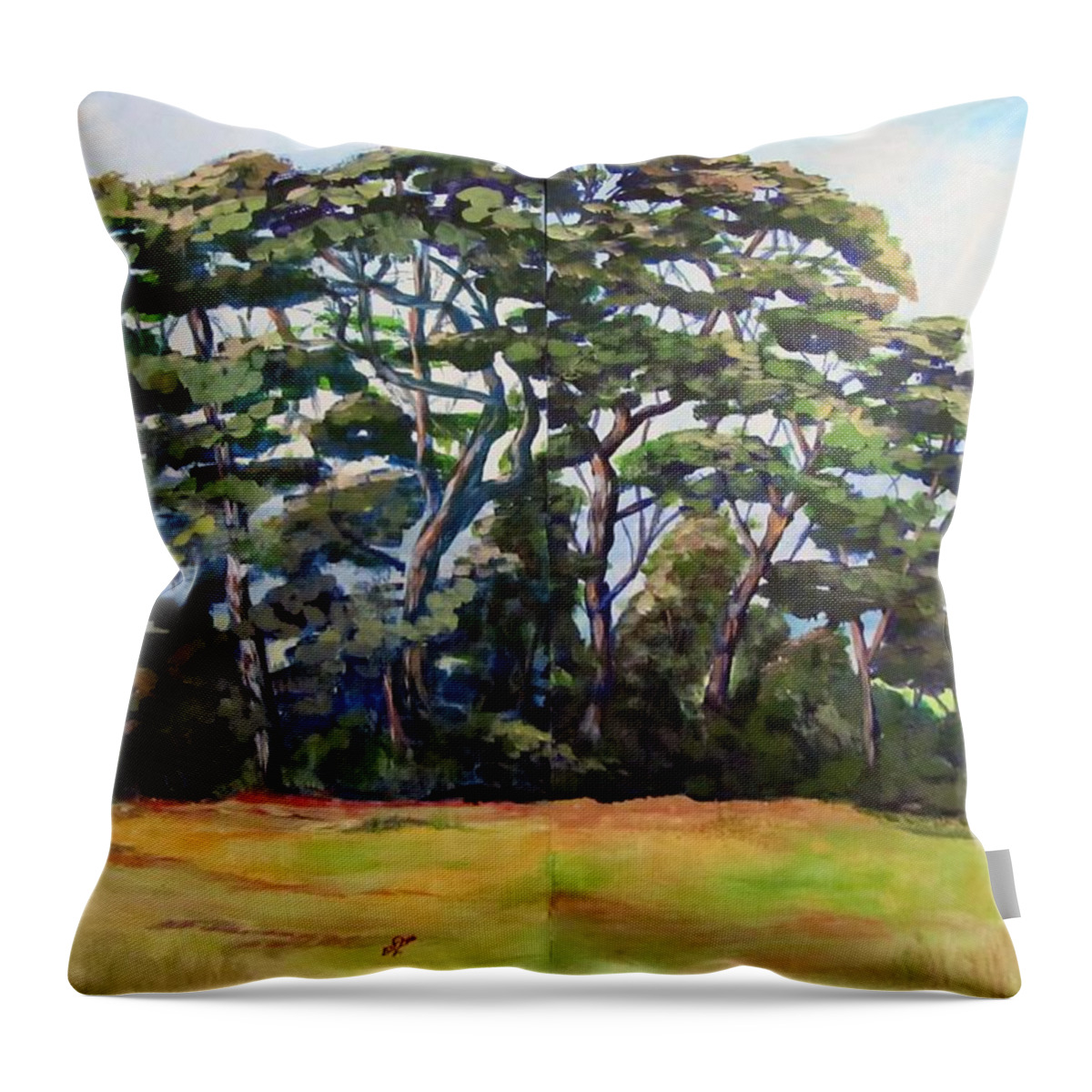 Trees Throw Pillow featuring the painting Pines Diptych by Barbara O'Toole