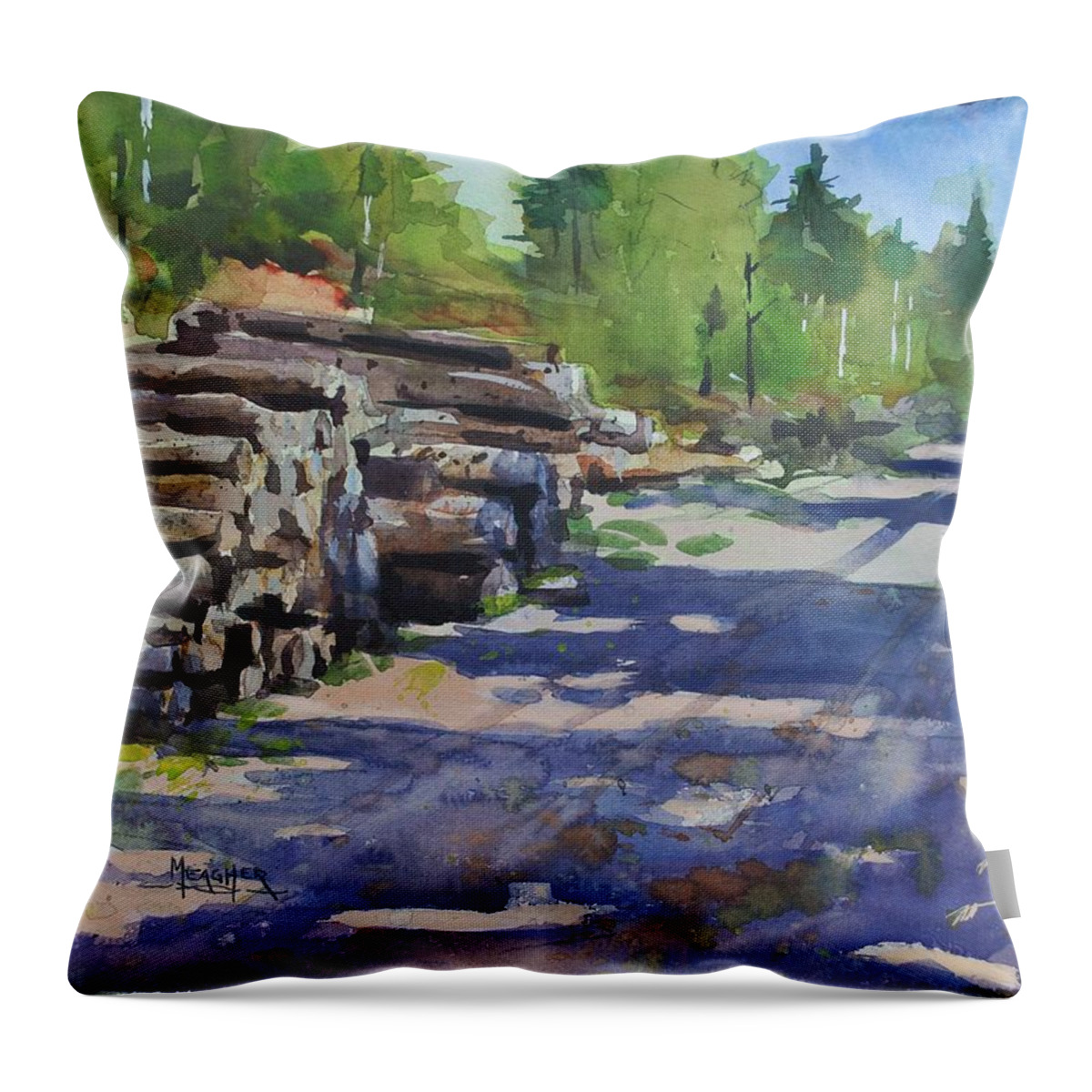 Cook County Throw Pillow featuring the painting Piney Creek Trestle Road by Spencer Meagher