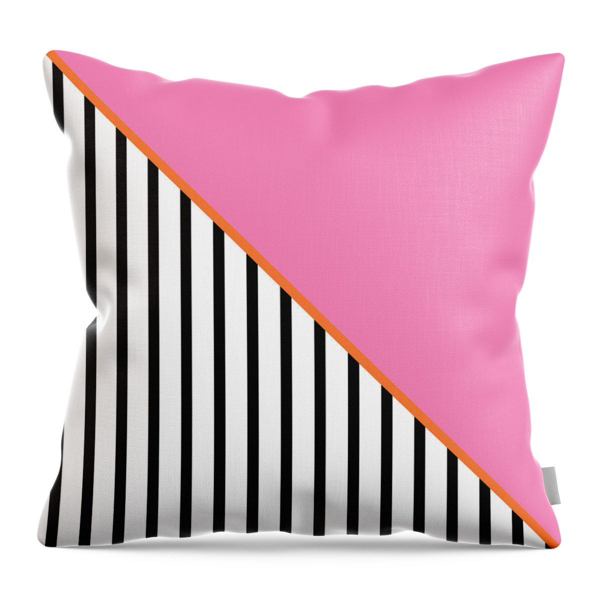 Pink Throw Pillow featuring the digital art Pink and Orange and Black Geometric by Linda Woods