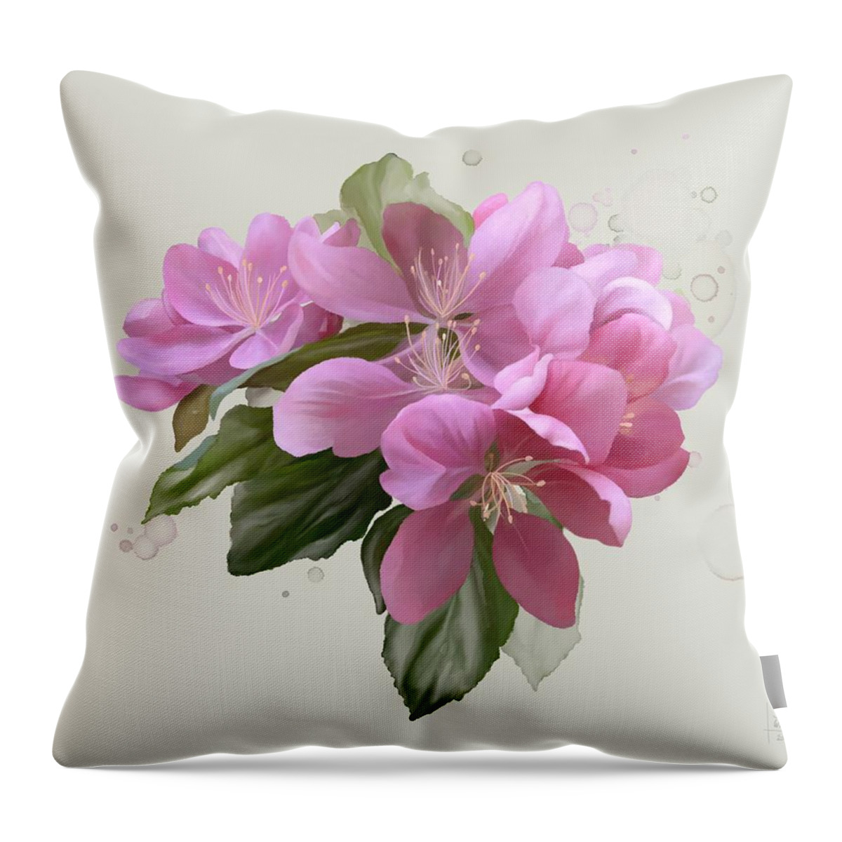  Floral Throw Pillow featuring the painting Pink blossoms by Ivana Westin