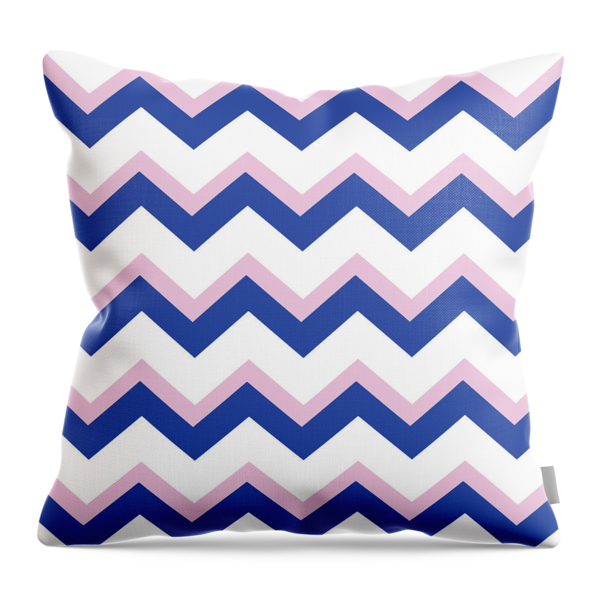 Chevron Throw Pillow featuring the mixed media Pink Blue Chevron Pattern by Christina Rollo