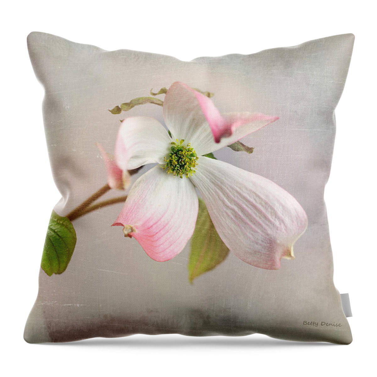 Cornus Throw Pillow featuring the photograph Pink Cornus Kousa Dogwood Blossom by Betty Denise